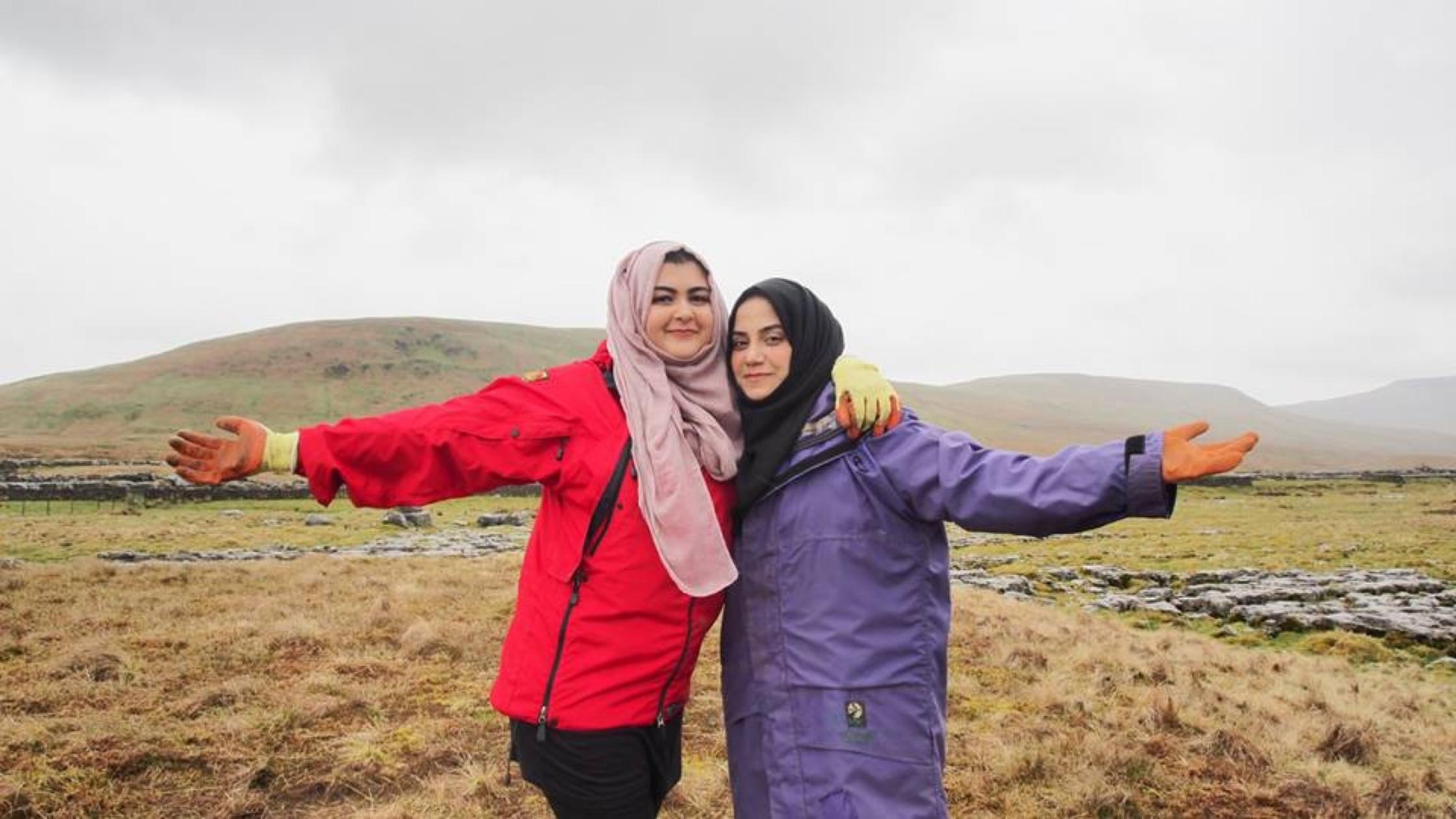 Two women enjoying a walk on the moors