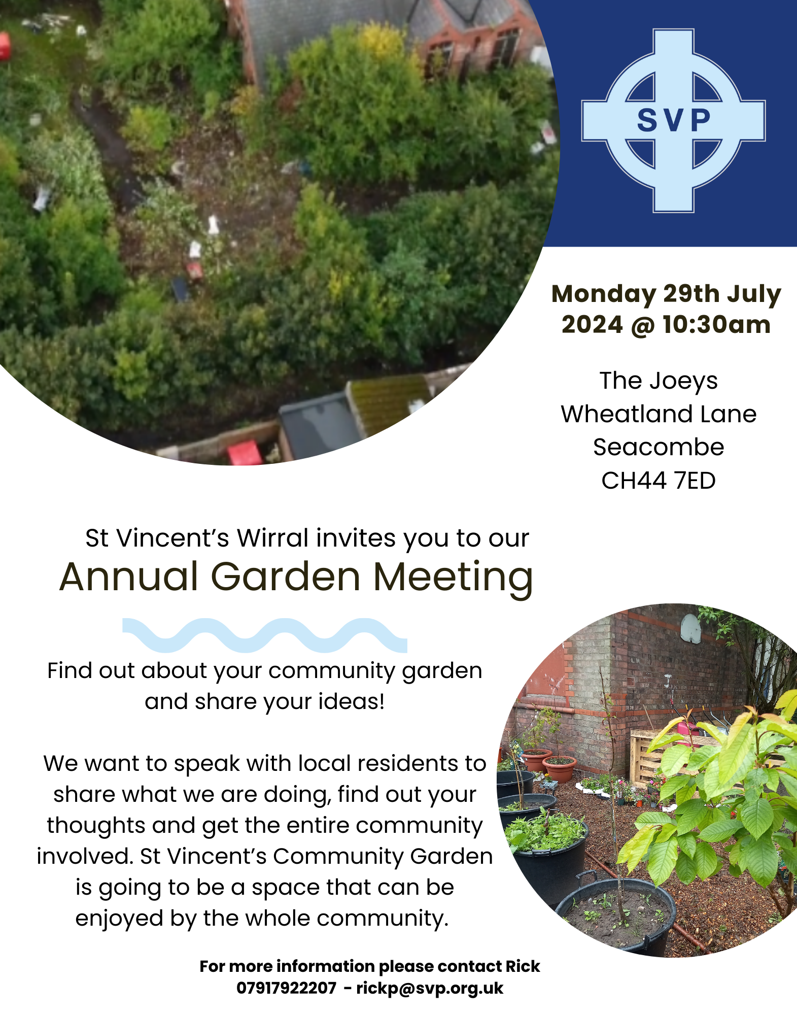 Invitation to Community Garden Meeting on 29th July at 10.30am at The Joeys