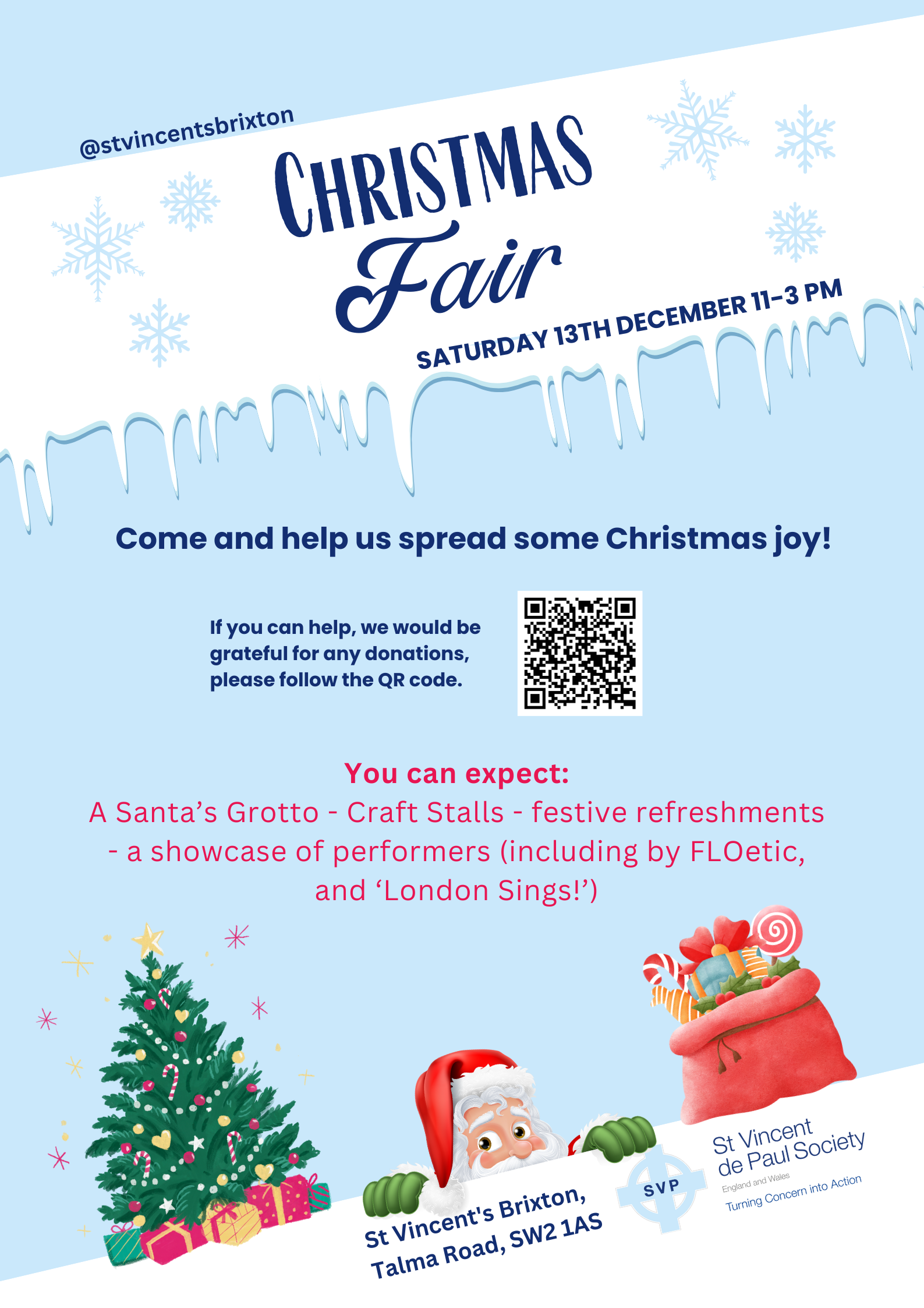 Free santa, activities and performances.