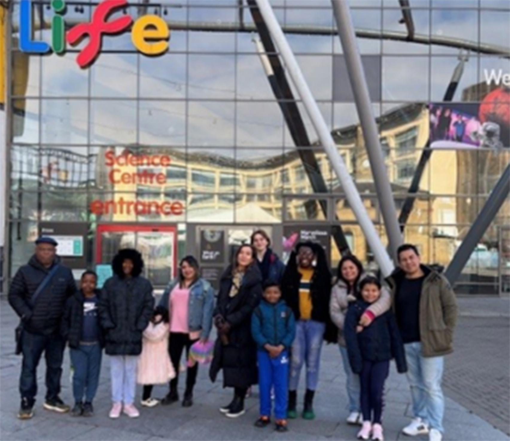 DCYG group standing in front of Life Centre Newcastle