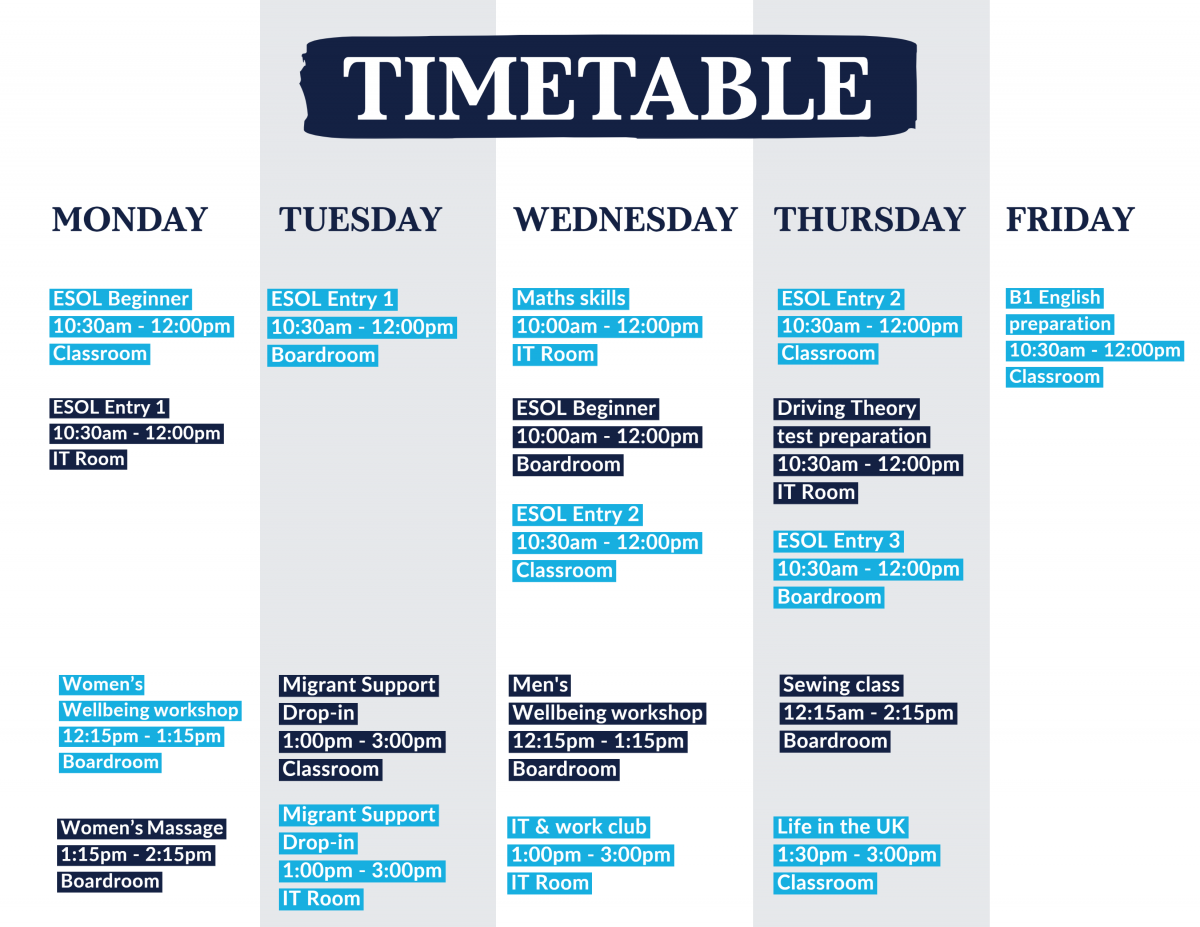 SVP classes timetable