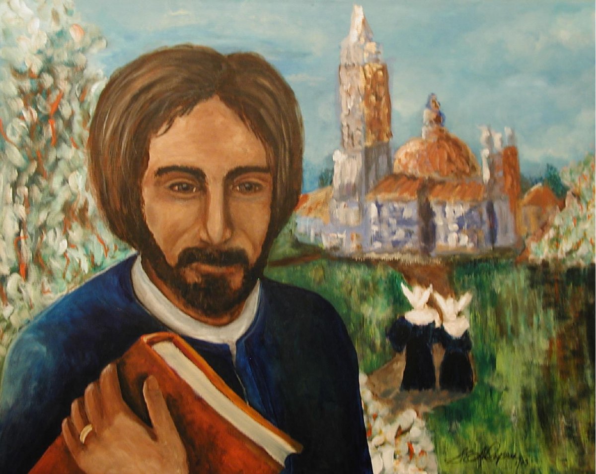 painting of frederic ozanam in a beard in the countryside