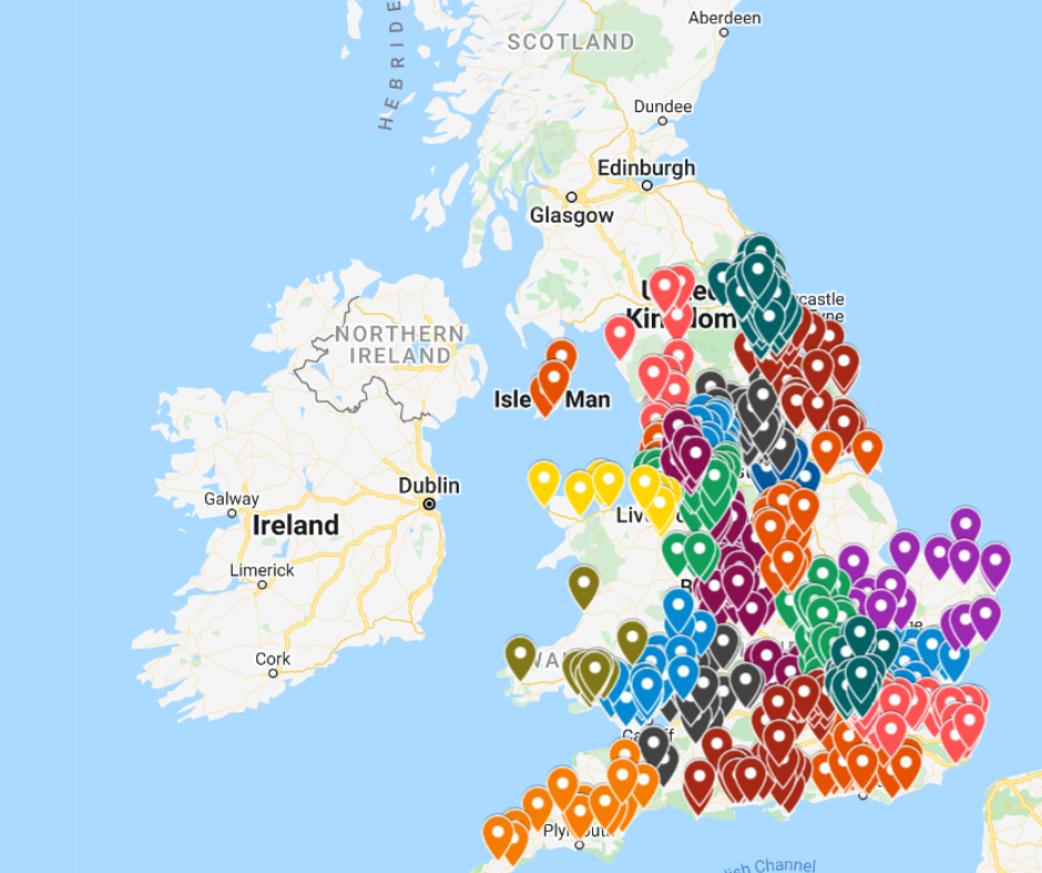 Map of St Vincent de Paul England and Wales (SVP) member groups